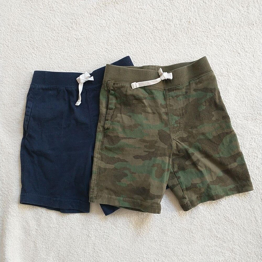 GapFit Sweat Shorts Boys 4 Blue Green Camo Cotton Casual Lot Of 2